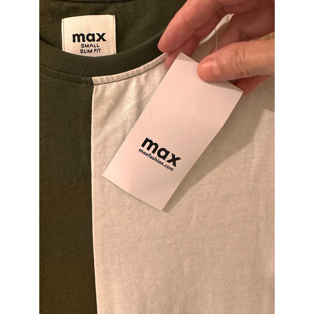 Max Men's Retro "California" Slim Fit T Shirt, Olive Black White Colorblock, S - Picture 3 of 9